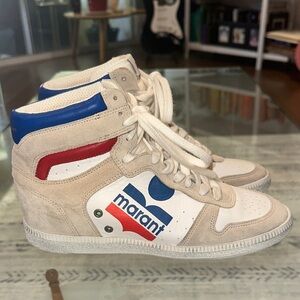 Isabel Marant Bayten white and Blue High-Top Sneakers women 9 fits like 8